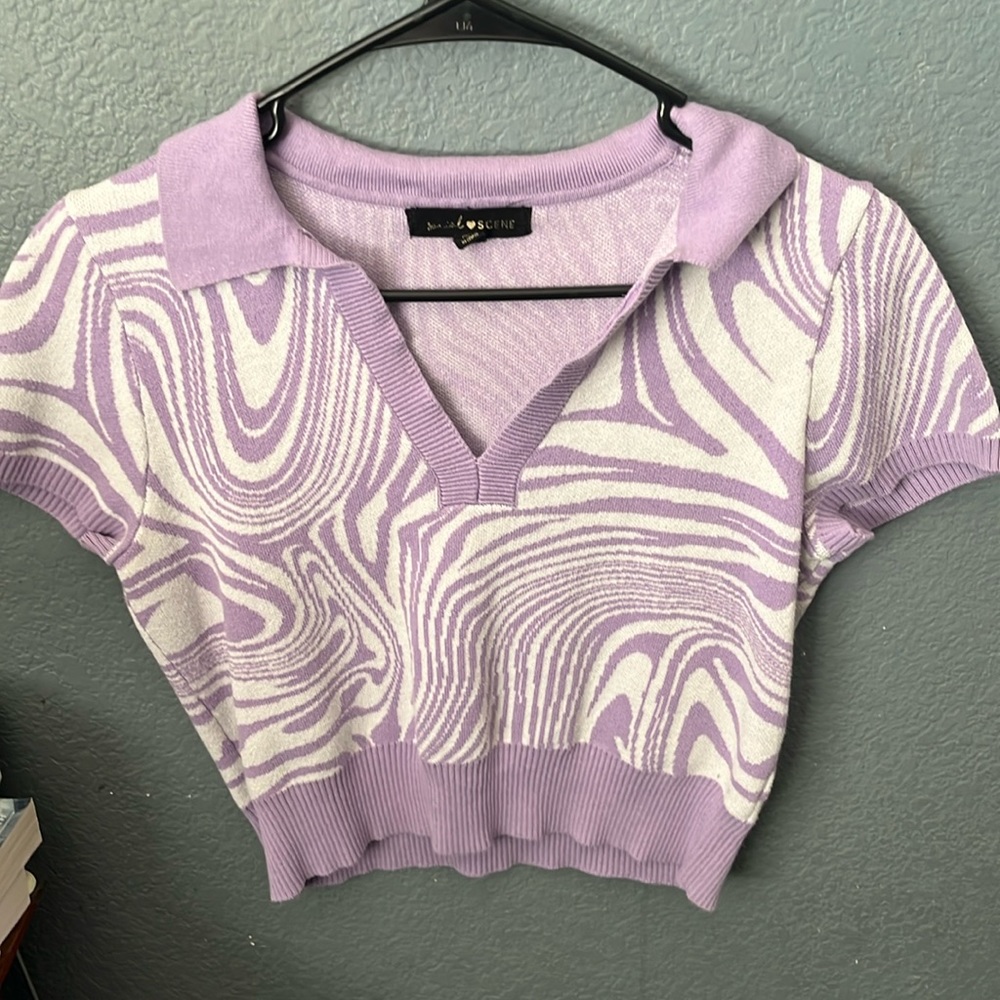 Social scene abstract sweater shirt